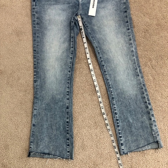 Vigoss Miley Pop Crop Denim Jeans Size 28 Light Wash Raw Hem - Picture 12 of 14